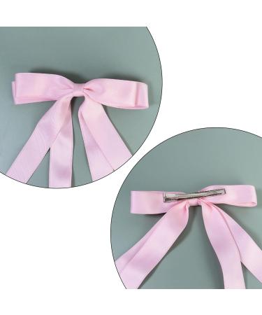 2 Pack Hair Bows for Women White Bow Hair Clips French Barrette with Long Silky Satin Hair Ribbons for Women Girls(White Light Pink) - Buy Online on SooperMarket.com