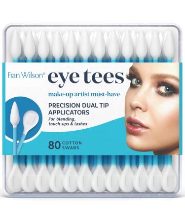 Fran Wilson EYE TEES COTTON TIPS 80 Count (1 Pack) - Precision Makeup Applicator Double-sided tees with Pointed and Rounded Ends for Perfect Blending Effective Cleaning and Precise Touch-ups Blue 45