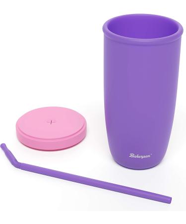 Bakerpan Silicone Straw Cup for Toddlers and Kids 12oz - Purple | BPA-Free, Spill-Proof Design - Buy Online on SooperMarket.com