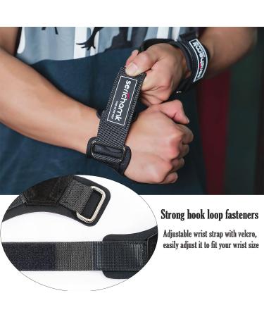 Leather Weightlifting Wrist Straps with Grip Assistance - Black | Deadlift Straps for Workout Gym - Men and Women - Buy Online on SooperMarket.com