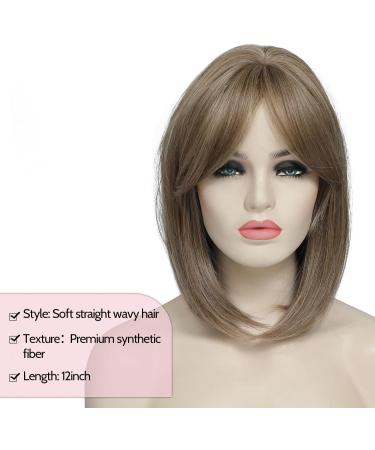 Short Bob Hair Topper for Women | Ash Light Brown with Highlights | Hair Volume Enhancement | 12 Inch Clip-in Wiglet | Fiber Hairpiece for Thinning Hair - Buy Online on SooperMarket.com
