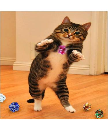 Andiker Cat Crinkle Balls 2.36 Inches - Colorful Chew and Chase Mylar Cat Toys for Indoor Cats - 10pc - Buy Online on SooperMarket.com