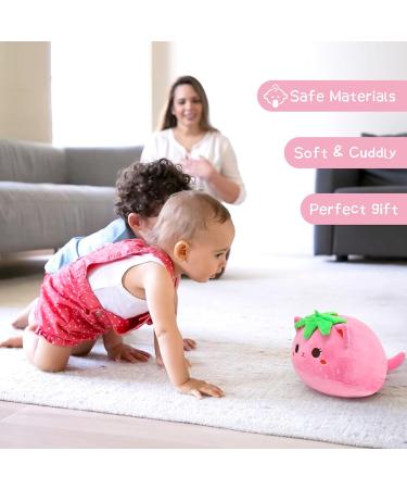 Cute Strawberry Cat Plush Pillow 20cm - Soft Stuffed Animal Toy for Kids - Kawaii Decor for Girls and Boys - Buy Online on SooperMarket.com