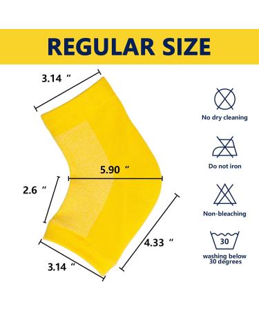 Moisturizing Gel Heel Socks - 2 Pairs for Cracked Feet Care | Night Treatment for Dry Heels | Spa Socks for Men & Women - Yellow Regular - Buy Online on SooperMarket.com