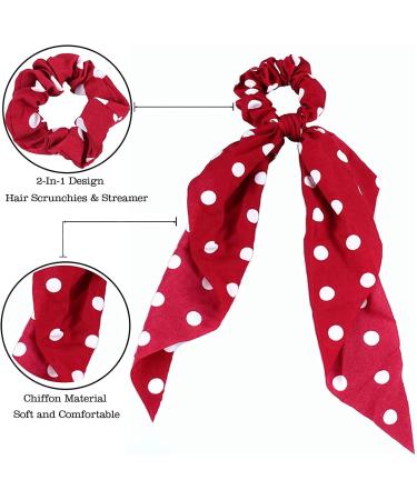 Hair Scarf Scrunchies Bow Scrunchies for Hair Chiffon Floral Scarf BowPonytail Holder for Women Girls (dial point) - Buy Online on SooperMarket.com