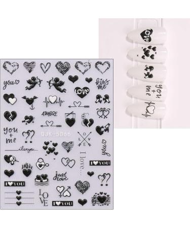 JMEOWIO 6 Sheets 3D Embossed Valentines Day Heart Nail Art Stickers Decals Self-Adhesive 5D Cute Colorful Nail Supplies Nail Art Design Decoration Accessories - Buy Online on SooperMarket.com