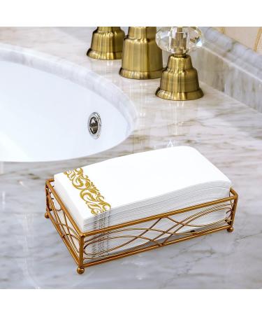 LEKOCH 100 Pcs Disposable White Napkins with Gold Design - Premium Air Laid Fabric-like Napkins for Weddings - 43x30 cm Luxury Party Supplies - Buy Online on SooperMarket.com