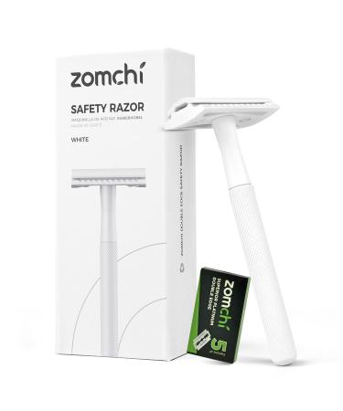 Double Edge Razor for Women and Men Metal Razor with Exquisite Handle Eco-Friendly Razor (White)