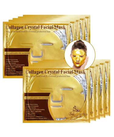 10x Crystal 24K Gold Powder Gel Collagen Face Mask Masks Sheet Patch Anti Ageing Aging Skincare Anti Wrinkle Moisturising Moisture Hydrating Uplifting Whitening Remove Blemishes & Blackheads 10 Pairs