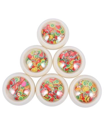 Healeved 6 Boxes Fruit Nail Patch Nail Art Marking Kits Nail Art Sticker U as Postizas Para Nail Stickers Fruit Nail Slices Fruit Slices for Nail Art 3d Suite Polymer Clay Cartoon