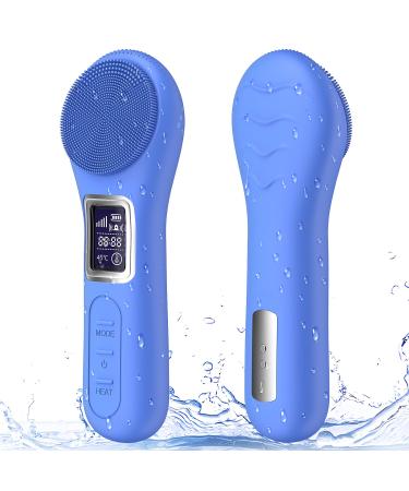 Silicone Face Scrubber Electric Facial Gentle Cleaning Brush Waterproof Rechargeable Deep Cleaning Brush Cleanser Massager with LCD Screen Men & Women Gifts