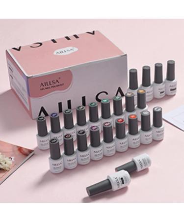 AILLSA Gel Nail Polish Set - 24 Pcs Candy Colors Spring Summer Kit with Glossy/Matte Top Coat, Rainbow Orange Pink Glitter Soak Off UV Gel Polish Set - Perfect Mother's Day Gift - Buy Online on SooperMarket.com