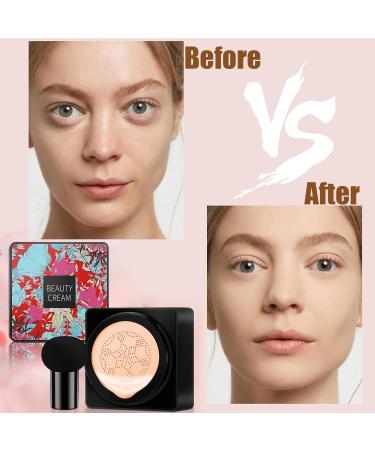 Mushroom Head Air Cushion CC Cream BB Cream Moisturizing Concealer Full Coverage Oil Control Long-Lasting Waterproof BB Cream Liquid Foundation Lightweight Flawless Brightening Makeup (Ivory) 20 g (Pack of 1) Ivory - Buy Online on SooperMarket.com