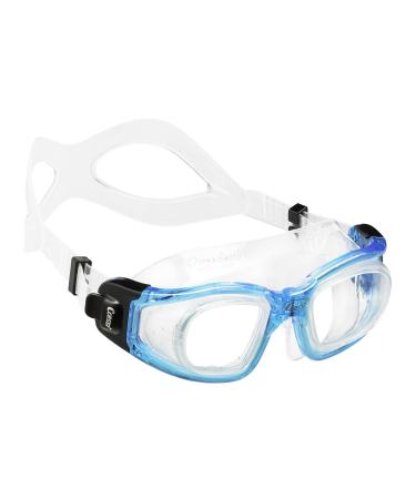 Cressi Adult Swim Goggles with Tempered Glass Lenses and No Distortion- Galileo: Made in Italy Clear/Aquamarine