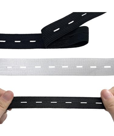 0.75 Inch Button Hole Elastic Band 24 Yards for DIY Waistband & Necklines - 2 Rolls (Black + White) - Stretch Knitting Elastic - Buy Online on SooperMarket.com