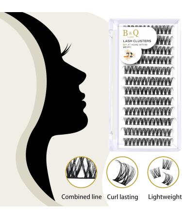 72 D Curl Individual Cluster Lashes - Soft Fluffy DIY Lash Extensions - B&Q Natural Eyelash Clusters - UK-FD-B46-D-8-16MIX - Buy Online on SooperMarket.com