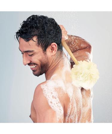 Exfoliating Loofah on a Stick Back Scrubber for Shower Long Handle Shower Sponge for Men and Women - Buy Online on SooperMarket.com