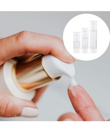 Lurrose 3PCS 15/30/50ml Airless Pump Bottles Press Pump Cosmetics Container Essence Cleanser Emulsion Storage Dispenser for Travel White - Buy Online on SooperMarket.com