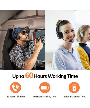 LEVN Bluetooth Headset with AI Noise Cancelling & Mute Button | 60 Hrs Working Time | Trucker Wireless Headphones | Ideal for Home Office & Remote Work - Buy Online on SooperMarket.com