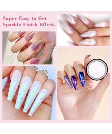 Saviland Mermaid Chrome Nail Powder Set - 12PCS White Pearl & Aurora Metallic Gold Powder for Gel Nails - Pearlescent Glitter Pigment for Nail Decoration - Buy Online on SooperMarket.com