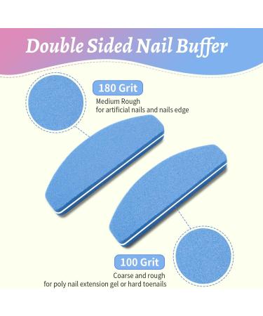 20 Pcs Double Sided Nail Buffers 100/180 Grit Blocks for Natural Gel Acrylic Nails - Durable and Portable Manicure Tools (Blue) - Buy Online on SooperMarket.com