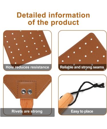 Robust Leather Fly Swatter - 49.5cm Brown Manual Fly Catcher with Wooden Handle for Indoor & Outdoor Use - Buy Online on SooperMarket.com