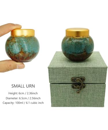 Handmade Ceramic Mini Urn for Human Ashes - Marine Blue Souvenir Urn for Home or Office Decoration - Buy Online on SooperMarket.com