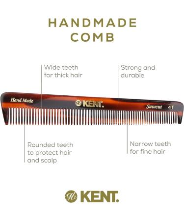 Kent Brushes Handmade Combs Range 4T Medium Size Coarse and Fine Comb Brown 1 Count (Pack of 1) - Buy Online on SooperMarket.com