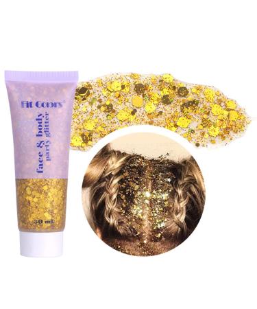 Body Glitter Gel Face Glitters Body Gel Sequins Shimmer Liquid Eyeshadow Mermaid Sequins Liquid Holographic Glitter Gel for Face Body Eye Hair Nail DIY Art Festival Party Makeup Decoration Colour 5 Gold