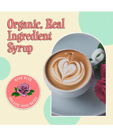 Organic Rose Syrup 16.4 oz (464g) - Perfect for Lattes, Tea, Shaved Ice - Vegan, Non-GMO, Gluten-Free - BPA-Free Bottle - Rose Flavor - 16.4oz Bottle - Buy Online on SooperMarket.com