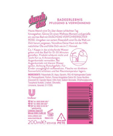 Duschdas Bath Essence Seductive Rose - Natural Oils Pack of 6 (200 ml Each) | Luxurious International Shipping - Buy Online on SooperMarket.com