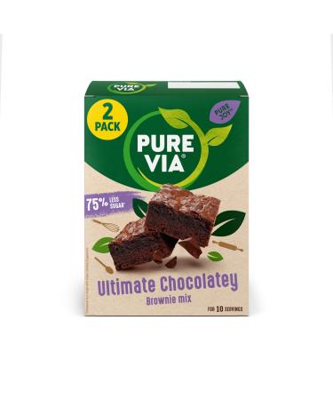 Pure Via Ultimate Chocolatey Brownie Mix | Less Sugar and Calories | Vegan Friendly Baking Mix | (Pack of 2)