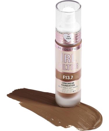 Makeup Revolution IRL Filter Foundation F13.7 - Dark Skin Tones | 16-Hour Wear, Matte Finish, 23ml - Buy Online on SooperMarket.com