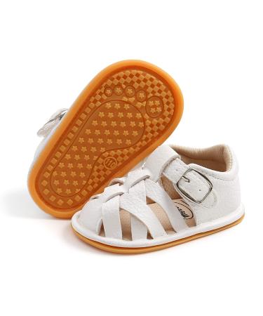 RVROVIC Baby Boys Girls Sandals Soft Sole Summer Infant Crib Shoes Lightwight Toddler Prewalker Outdoor Walking Shoes 0-6 Months 1 White