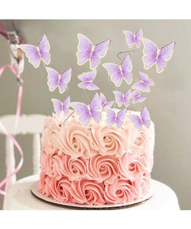66 Pack Purple Gold Butterfly Cupcake Toppers for Wedding & Birthday Party Decor - Buy Online on SooperMarket.com