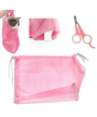 2 Piece Set Cat Bath Bag and Pet Nail Scissors Cat Grooming Bag Anti Bite Anti Scratch Pet Mesh Bag for Pet Bathroom Nail Cutting