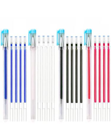 Heat Erasable Pens  4 Pieces Fabric Marking Pens with 20 Refills for Quilting Sewing  Dressmaking  Fabrics  Tailors Sewing Fabrics Tailor's Chalk Pencils Chalks Pen (Blue Cap)