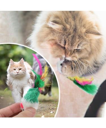 ueslwser 20 Pcs Mice & AnimalToys Colorful Feather Interactive Cat Interactive Mouse Catnip Toys Assorted Randomly Colors for Cats and Kitten Indoor Play Cat Mice Toys Pack Interactive Catch Play - Buy Online on SooperMarket.com