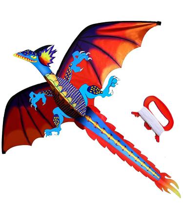HENGDA KITE-Upgrade Classical Dragon Kite Stereoscopic Dragon Kites for Kids & Adults Easy to Fly for Beginner Easter 55inch x 62inch Single Line with Tail