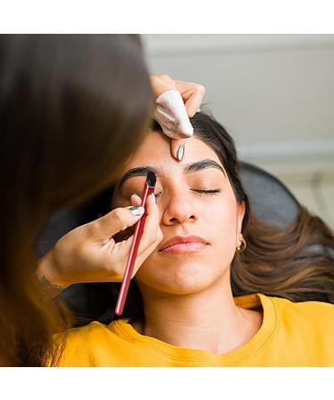 Professional Eyebrow Brush with Spoolie - Fiber Bristles Angled & Flat Applicator for Liquid Gel & Eyeshadow - 5.91 Inch Red - Buy Online on SooperMarket.com