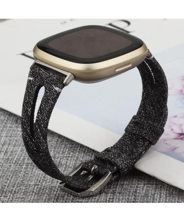 EverSnows Slim Woven Bands for Fitbit Sense/Versa 3 - Soft Fabric Canvas Sport Strap for Men and Women - Charcoal - Buy Online on SooperMarket.com