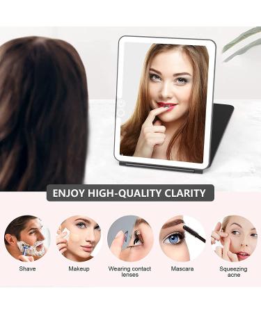 WEILY W137 Folding Travel Mirror | 72 LED Lights | 3 Light Modes | Touch Screen Dimming | USB Rechargeable | Ultra Thin Portable Vanity Mirror | Makeup Mirror Gift for Women (Black) - Buy Online on SooperMarket.com