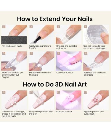 MIZHSE 100g Solid Builder Gel for Nails Large Capacity Clear Hard Gel for Nails 3D Sculpting Gel for Nail Art Gel U V LED Nail Builder Gel Kit with 3D Silicone Pen for Nail Salon Home DIY - Buy Online on SooperMarket.com