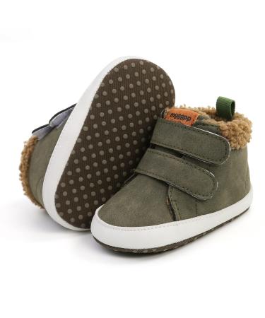 RVROVIC Baby Boys Girls Anti-Slip Sneakers Soft Ankle Boots Toddler First Walkers Newborn Crib Shoes 0-6 Months A1 Darkgreen