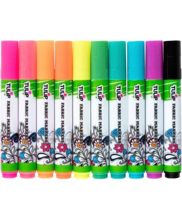Tulip Permanent Neon Fabric Brush Tip Markers - Set of 10 - Buy Online on SooperMarket.com
