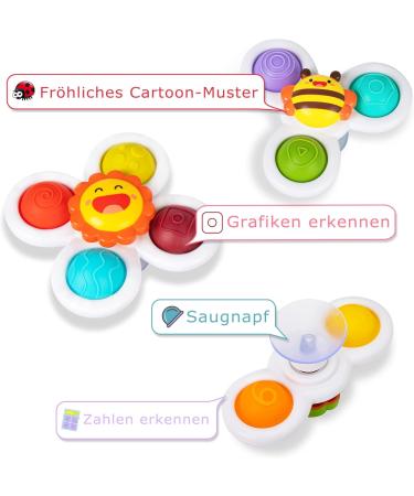 Winstico Suction Cup Toy Set | 3-Pack Fidget Sensory Water Toys for Toddlers 18+ Months | Fun Cartoon Baby Toys - Buy Online on SooperMarket.com