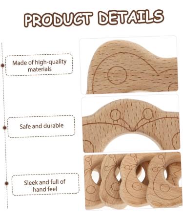 Didiseaon 10pcs Wooden Teething Pendant for Babies - Beech Wood Teether with Cartoon Design 5X6.3CM - Buy Online on SooperMarket.com
