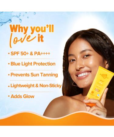 Glow+ Dewy Face Sunscreen SPF 50+ | Blue Light Protection No White Cast | Glowing Skin with Papaya & Vitamin C | 2.82 Oz - Shop Now - Buy Online on SooperMarket.com