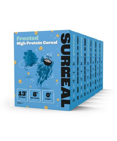 Surreal Frosted - High Protein Cereal 6 Pack - Low Sugar- Healthy Plant Based Cereal - High in Fibre - Low Carb - Gluten Free - Vegan - 13g of Protein 0g of Sugar - 240g per Box
