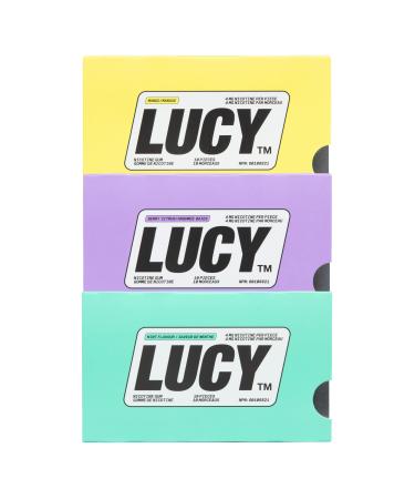 LUCY Nicotine Gum 4mg 90 Count | Mint Mango Berry Citrus Flavour | NPN 80108821 | Stop Smoking Aid | 10 pcs per Pack x 9 Packs 9 Packs ( 10 Counts Each Pack )